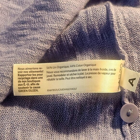 VTG Eileen Fisher Organic Linen Cotton Blue Cardigan 1X Coastal Chic Layering Es - Picture 10 of 11